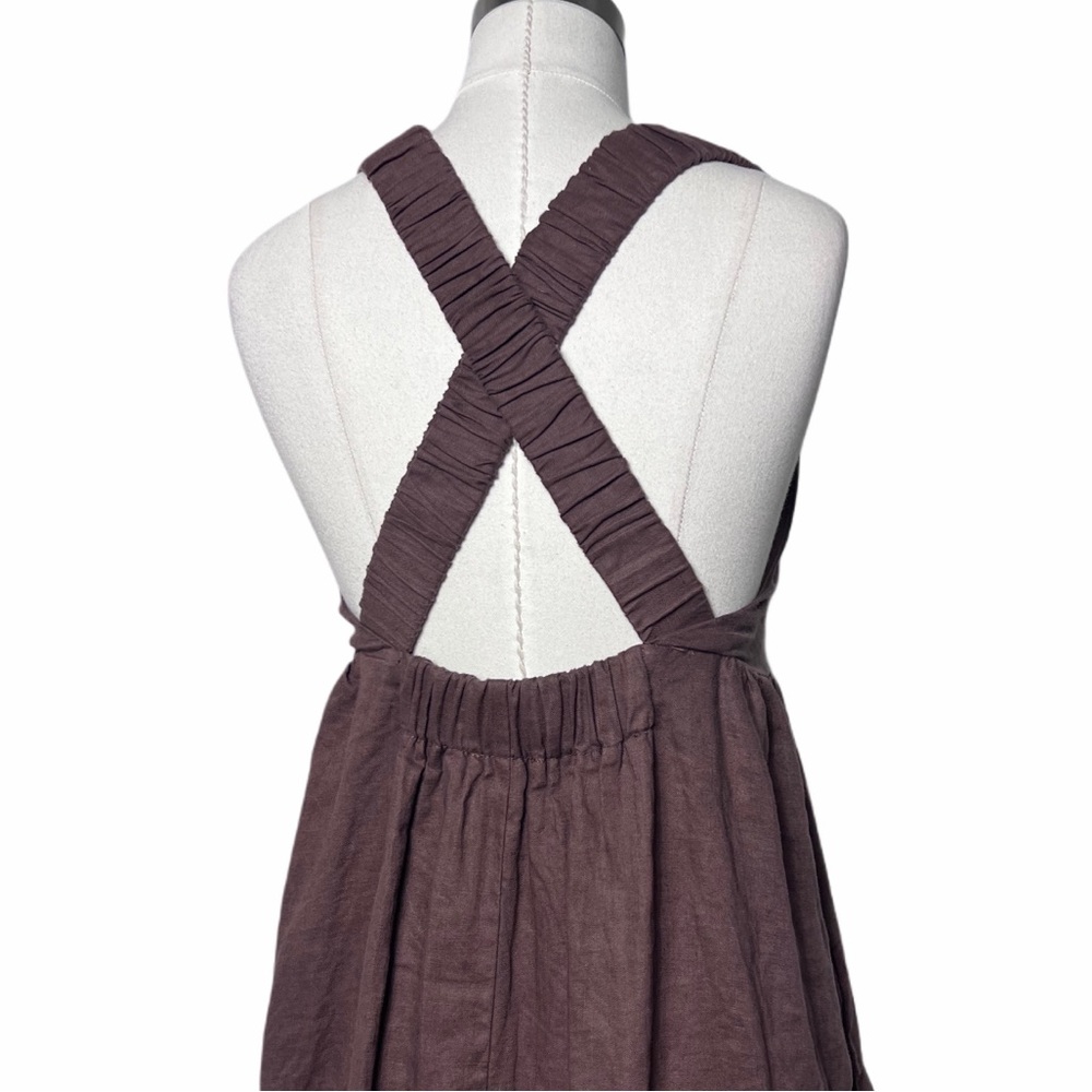 DISSH Brown Tiered Midi Linen Dress - Picture 6 of 9